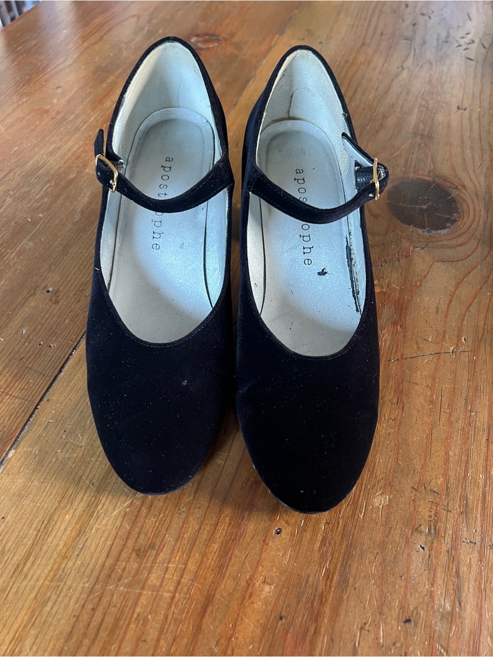 Black Velvet Mary Jane Heels with Ankle Strap Sz 7.5 M - Picture 2 of 5